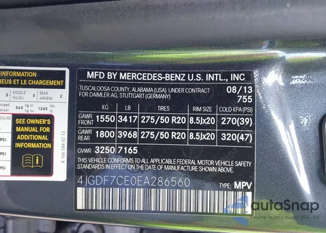 2014 Mercedes-Benz Gl 450 4Matic z USA, uszkodzony, nr VIN 4JGDF7CE0EA286560